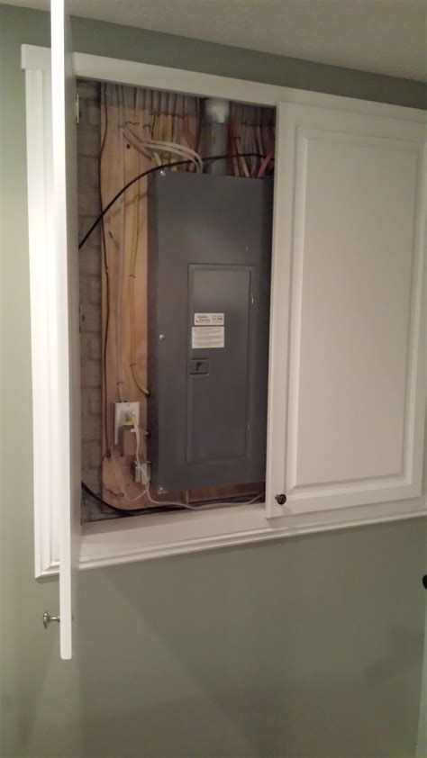 hide electrical box basement|electrical cabinet covering ideas.